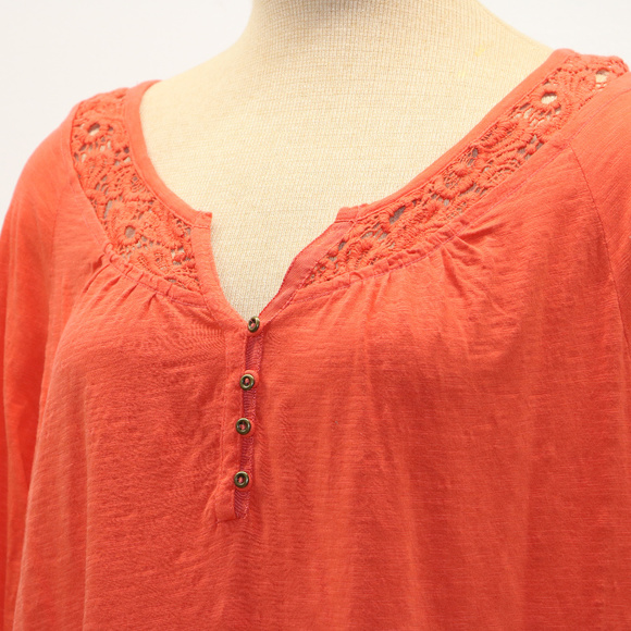 Natural Reflections Deep Orange Vneck Blouse 1X - Picture 7 of 8